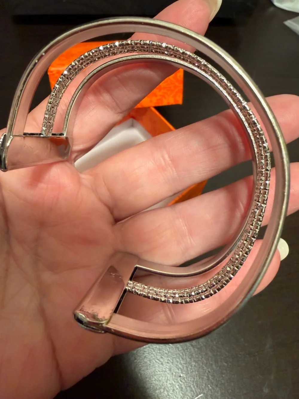 Silver Multi-Band Sparkle open adjustable vintage Cuff Bracelet - Picture 5 of 9